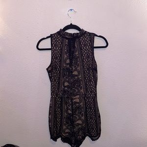 black and nude romper